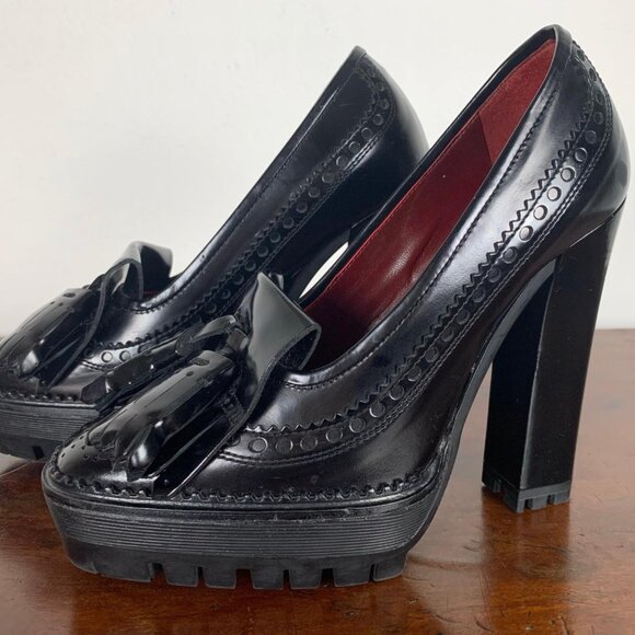 BURBERRY Prorsum Thomond 130 Tassels Platform Pumps Black Mocassin New in/Box - Picture 6 of 14